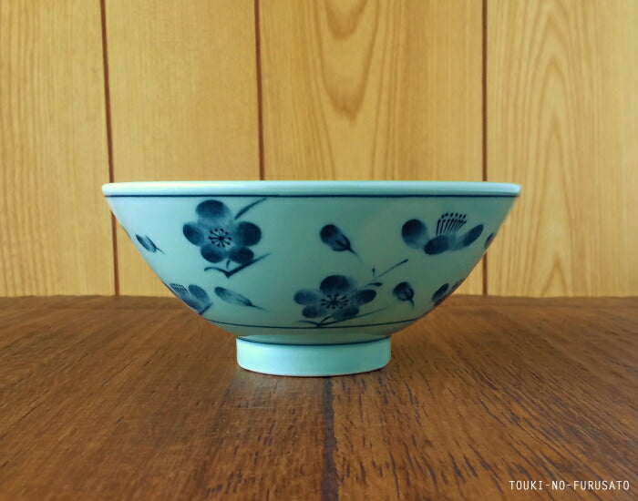 梅だより鯛茶（直径15.5cm） 和柄：藍色 丼 国産 美濃焼 どんぶり 茶漬け丼 業務用   陶器のふる里  stockヤ