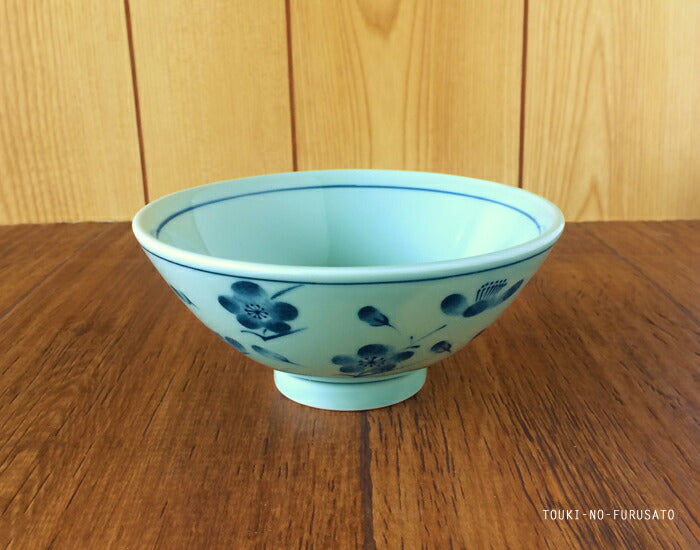 梅だより鯛茶（直径15.5cm） 和柄：藍色 丼 国産 美濃焼 どんぶり 茶漬け丼 業務用   陶器のふる里  stockヤ