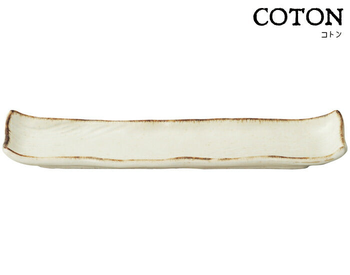 COTON渕波長皿  幅32cm 長角皿 サンマ皿 さんま皿 食器 和食洋食OK 電子レンジOK 食洗機OK ハンドペイント 国産 日本製   陶器のふる里  trysケ