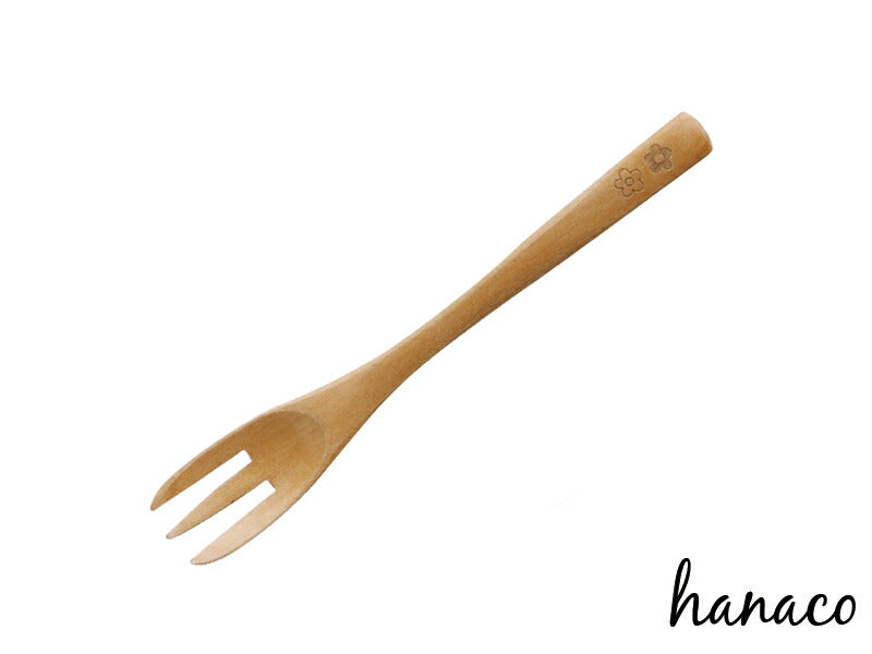 hanaco木製ケーキフォーク  長14cm カフェ 北欧風 ウッドフォーク デザートフォーク 花 木製 食器 カトラリー  陶器のふる里  trysケ