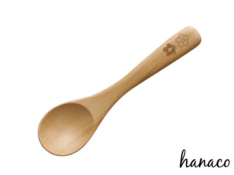 hanaco木製スープスプーン 長さ15cm 木製スプーン キッズ 子供用 北欧風 ウッドスプーン 天然木使用 ウレタン塗装 花   陶器のふる里  trysケ