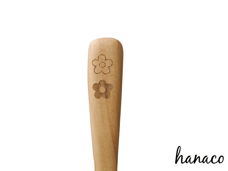 hanaco木製スープスプーン 長さ15cm 木製スプーン キッズ 子供用 北欧風 ウッドスプーン 天然木使用 ウレタン塗装 花   陶器のふる里  trysケ