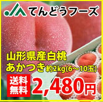 ≪7/27(月)19:00〜1：59まで!!2,480円≫【8月上旬より発送★送料無料】山形県産白桃あかつき約2kg(6玉〜10玉)※一部地域は別途送料