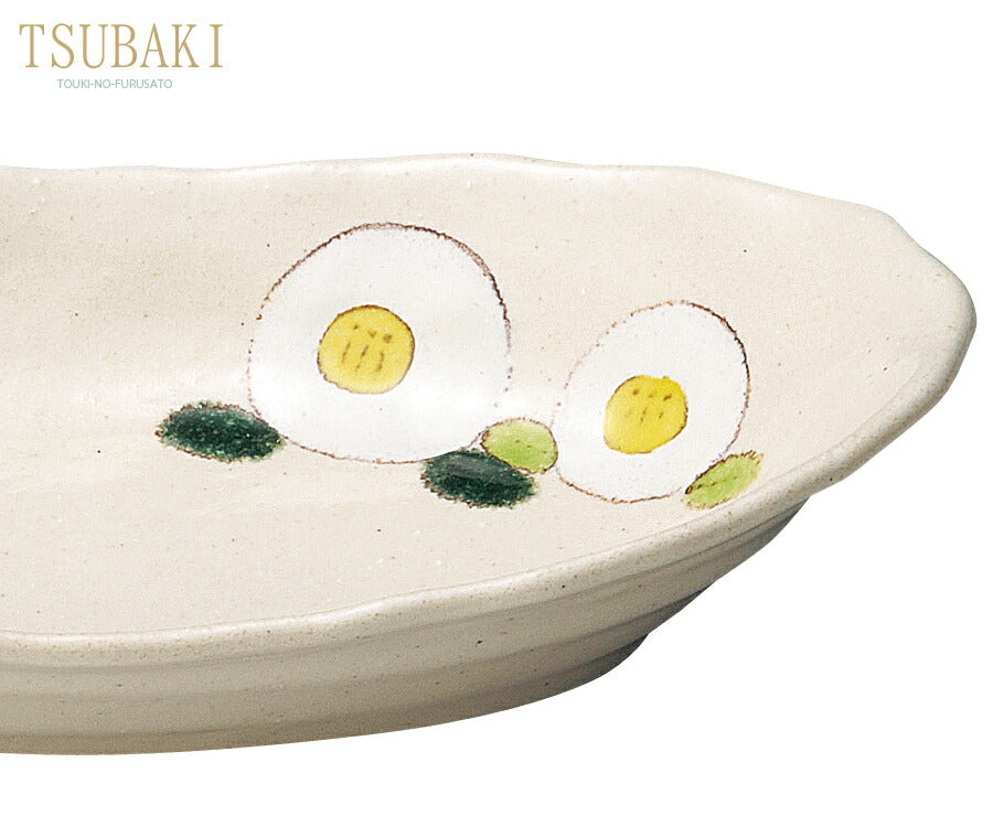 TSUBAKI白 カレー皿  幅25.5cm ベーカー 楕円大鉢 パスタ皿 花 椿 和食器 大皿 日本製  陶器のふる里  trysケ