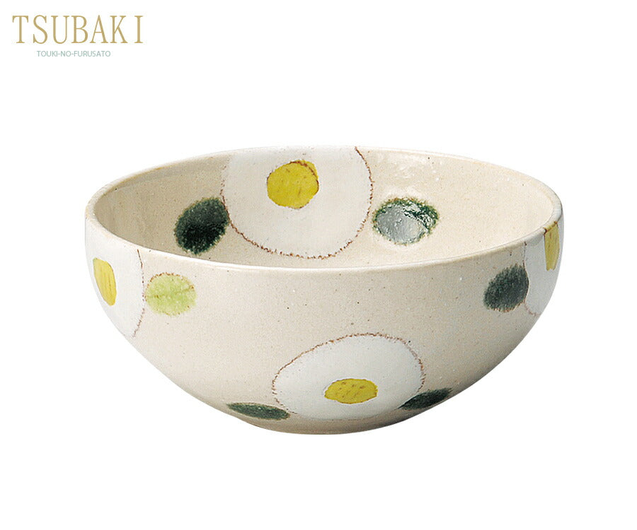 TSUBAKI白 ボウル  直径12.7cm 中鉢 小鉢 ボール 花 椿 和食器 おしゃれ 紅白 縁起 正月 日本製  陶器のふる里  trysケ