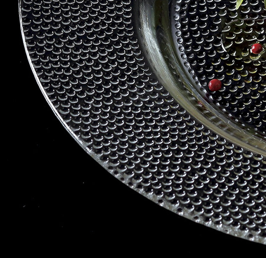 ボナンザ27cmリムプレート  直径27cm 水玉 ガラスプレート メイン料理 丸皿 大皿 輸入ガラス食器 洋食器 トルコ製   陶器のふる里  trys光