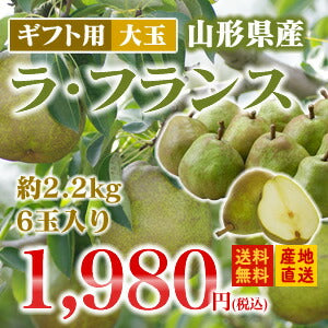 【ギフト★送料無料】山形県産大玉洋梨ラフランス★(約2.2kg・6玉入り)★※九州・沖縄・一部離島を除く