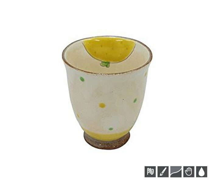 ゆず 湯呑  200cc 柚子 ゆのみ 水玉 イエロー 柑橘系 和食器 健康 ユーモア 面白い 食器 日本製   陶器のふる里  trysケ