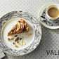 バルモ19.5cmプレート 直径19.5cm 北欧風食器 幾何学模様 モノトーン アイボリー 丸皿 取り皿 ケーキ皿 取り分け皿 デザート 国産 日本製 おしゃれ  陶器のふる里  trys光