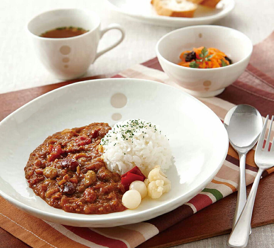 ドット白三角８.０皿 直径23cm 丸皿 磁器 白 和 業務用 美濃焼 国産 日本製 カレー皿 おしゃれ パスタ皿 深皿 麺皿  陶器のふる里  stockヤ