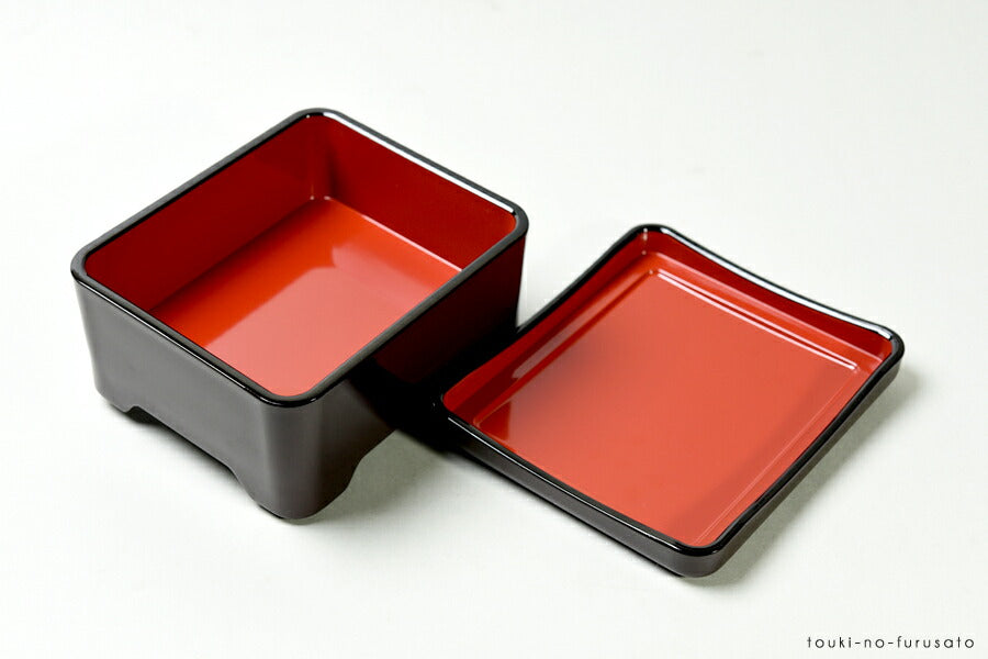 A]象足丼重 溜老松内朱 （16.8cm×14.3cm高7.6cm）漆器 うな重 器