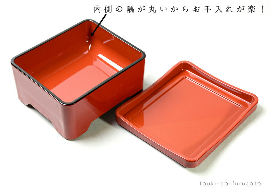 [A]若丸丼重 古代朱まり内朱（重箱サイズ16.6cm×14.2cm高さ7.5cm） 合成漆器 ABS樹脂 うな重 重箱 土用の丑 鰻 国産 食器 ウナギ うなぎ 土用丑 本格的 日本製   陶器のふる里  trysレ