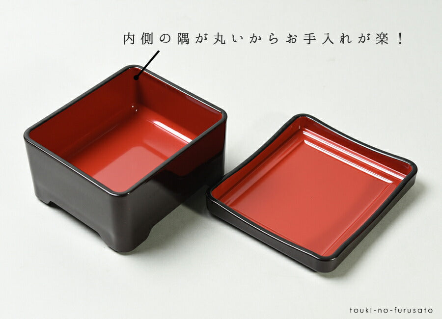[A]ミニ丼重 溜パール赤松（重箱サイズ 幅14cm×12.1cm 高さ7.3cm） 漆器 うなぎ うな重 重箱 土用の丑 鰻 国産 食器 ウ溜パール赤松ナギ 日本製   陶器のふる里  trysレ