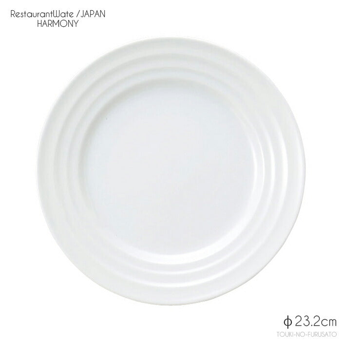 ハーモニー23cm皿 9吋ミート 直径23.2cm 高3.1cm 本格レストラン食器 白磁 磁器 美濃焼 白い器 白い食器 ホワイト 丸皿 和洋中 パスタ皿 卸価格 問屋 業務用 大口OK 日本製   陶器のふる里  stockヤ