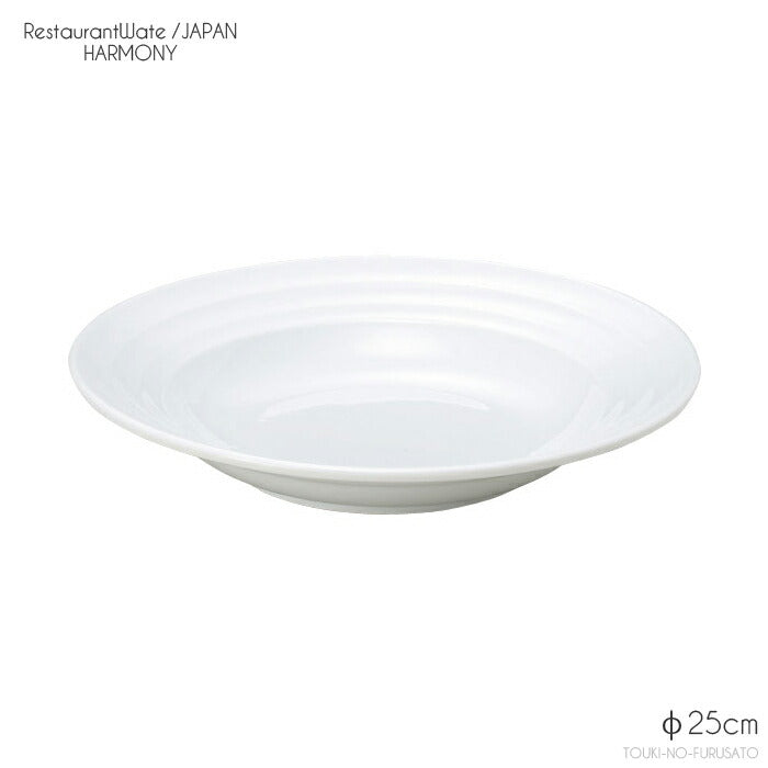 ハーモニー25cm深皿 9.5吋スープ 直径25cm 高5.1cm 本格レストラン食器 白磁 磁器 美濃焼 白い器 白い食器 ホワイト スープ皿 カレー皿 浅鉢 和洋中 卸価格 問屋 業務用 大口OK 日本製   陶器のふる里  stockヤ