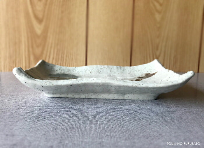 みやま渕波焼物皿 幅21cm 美濃焼 和食器 大皿 角皿 刺身皿 焼き魚 煮物 日本製  陶器のふる里  stockヤ