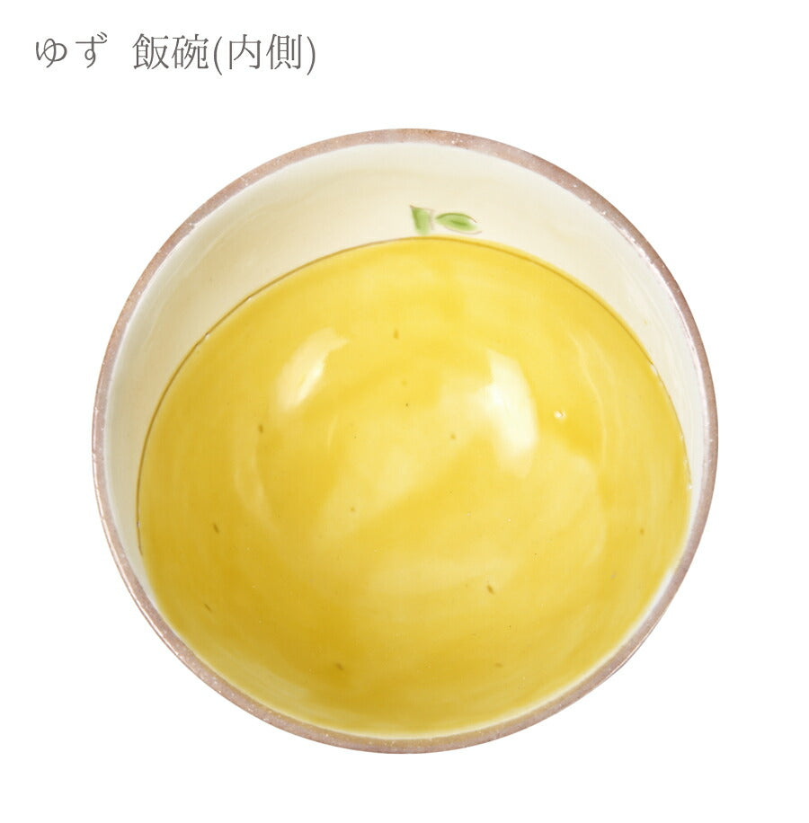 ゆず 飯碗 直径11.2cm ご飯茶碗 ごはん茶碗 柚子 柑橘類 和食器 手描き 日本製  陶器のふる里  trysケ