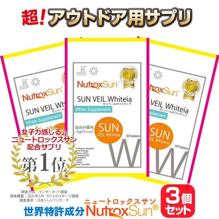 【5人シェア買いでお得】ニュートロックスサン サプリ アウトドア サプリメント １００ｍｇ（2粒）3袋セット