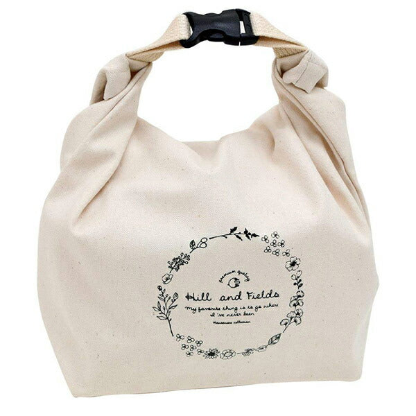 Hill and Fieldsランチバッグ 綿100％ 幅30cm バックル 巾着 お弁当袋 シンプル ナチュラル BOTANICAL おしゃれ インスタ映え  国産 日本製 Hill&Fields   陶器のふる里  trysケ