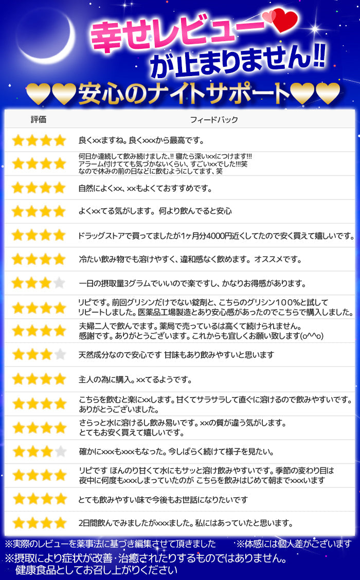 グリシン パウダー サプリ（ 粉末 ）極限価格 大容量100回分 溶けやすい！ ※計量スプーン付き