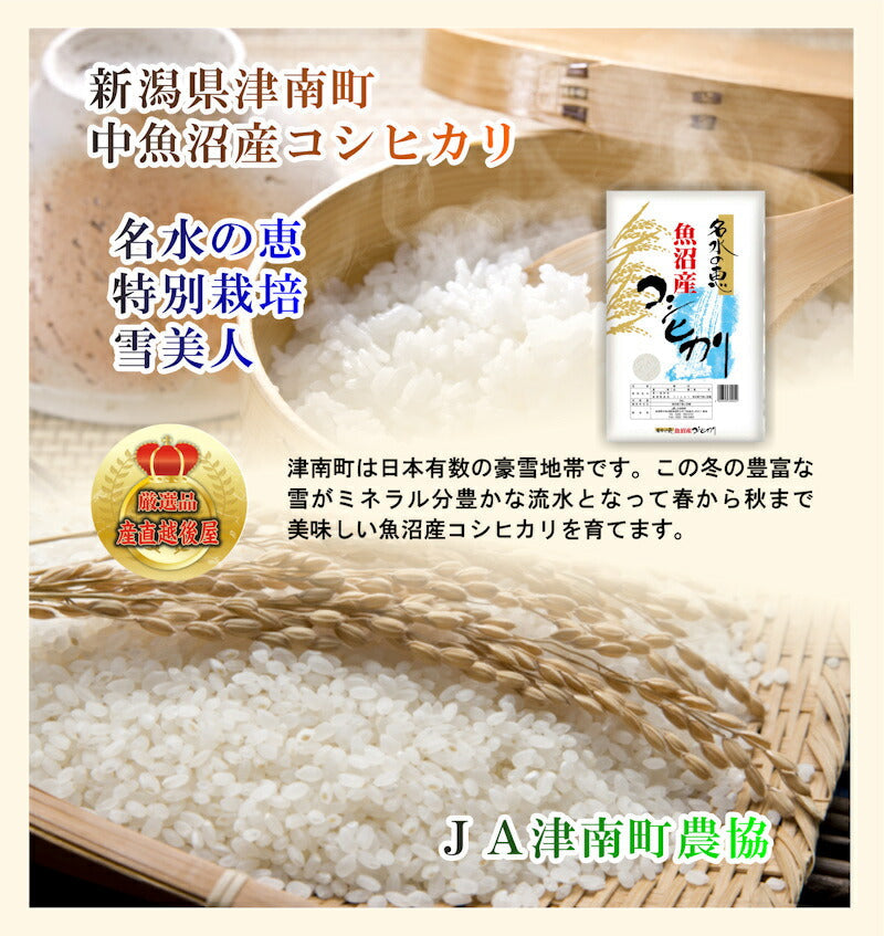 【送料込み】令和５年産 コシヒカリ 中魚沼産 JA津南町農協魚沼産 コシヒカリ 30kg 名水の恵