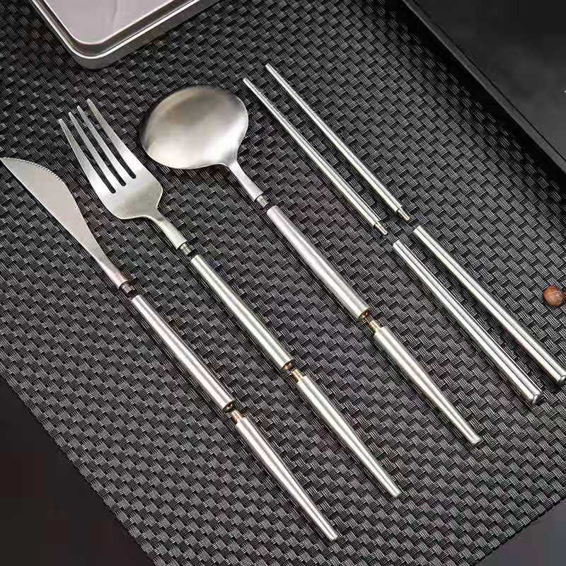 cesa beams カトラリーセット キャンプ アウトドア オリジナル５点セット【マットブラック】収納ケース付き スプーン フォーク ナイフ お箸 セット (/e携黒中4/)