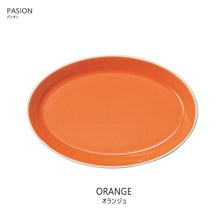 パシオン25cmオーバルプラター オランジュ オレンジ 楕円皿 幅25cm 電子レンジOK 食洗機OK 食器 陶磁器 メイン皿 国産 日本製 オレンジ色 SNS映え インスタ映え PASION ハロウィン   陶器のふる里  trys光