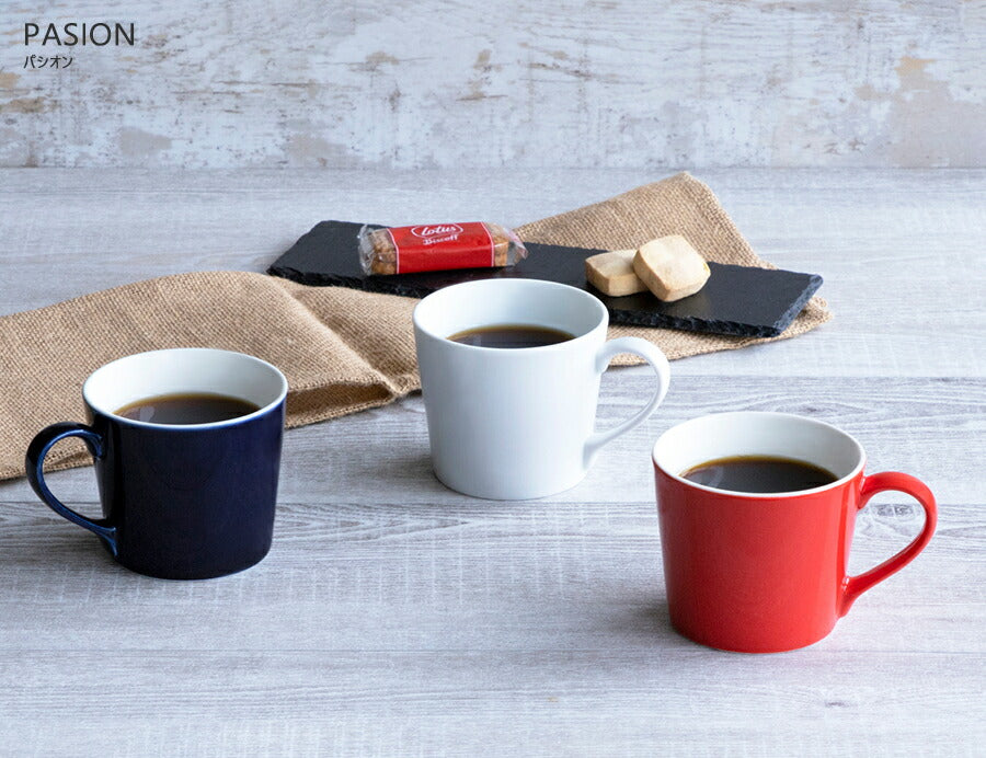 パシオンマグカップ ピュアホワイト 白いマグ 300cc 高8cm 電子レンジOK 食洗機OK MUG コーヒーマグ コーヒーカップ ポーセリンアート 名入れ OEM 食器 シンプル PASION 国産 美濃焼 日本製   陶器のふる里  trys光