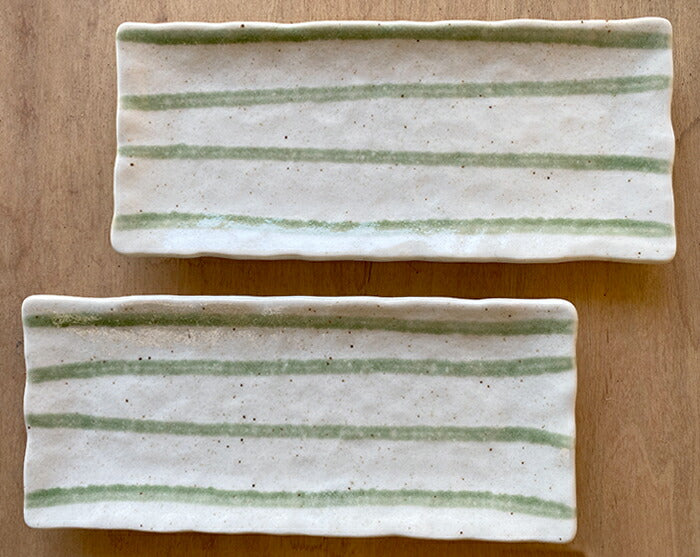 グリーン流し さんま皿 長辺28.5cm 重さ500g 磁器 長角皿 業務用 国産 美濃焼 和食器 大皿  陶器のふる里  stockヤ
