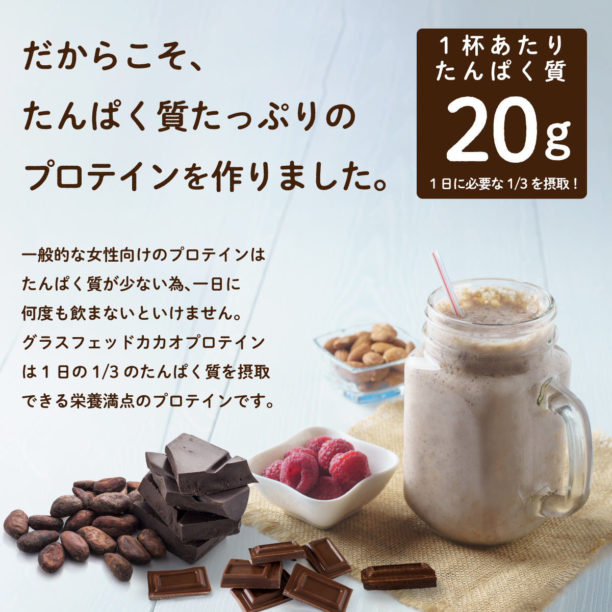 ホエイプロテイン チョコ ( ココア ) 1kg グラスフェッド(USDA認証取得原料)