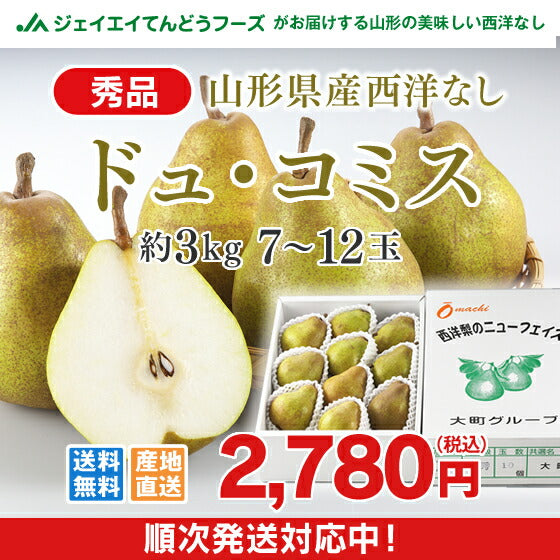 西洋梨 山形県産デュ・コミス約3kg(7-12玉) 送料無料※一部地域は別途送料追加