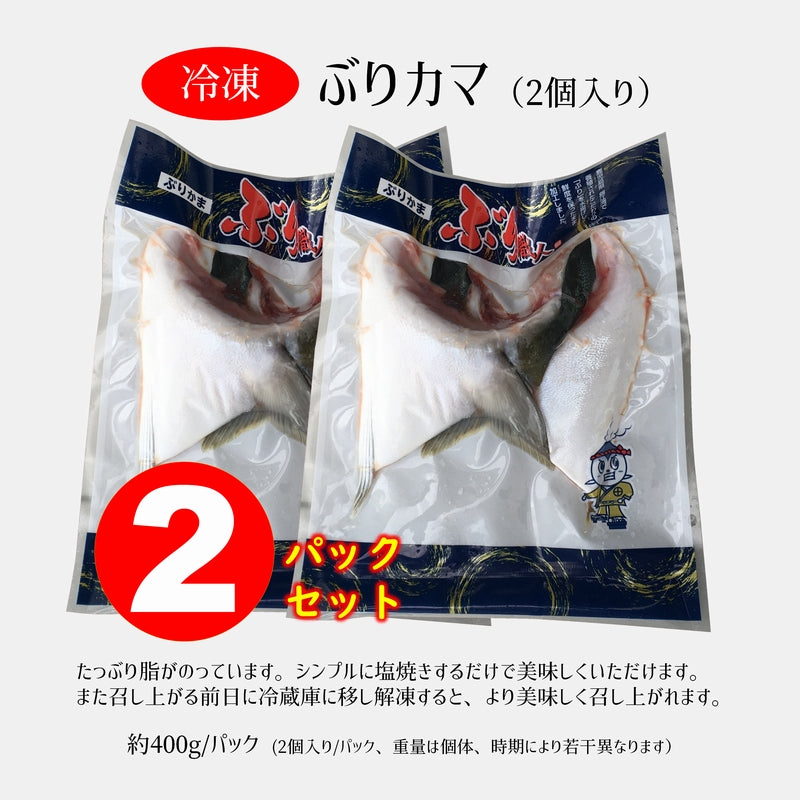 鹿児島産ぶり・冷凍 カマ 2パックセット（2個/パック、約400g/パック）冷凍