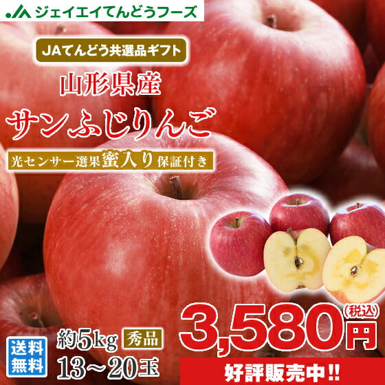 蜜入り保証 秀品 サンふじ 5kg 送料無料 山形県産 りんご ※一部地域は別途送料追加 フルーツ 果物 サンふじ 果物