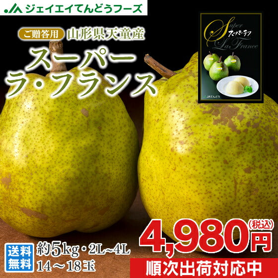 ギフト 送料無料 山形県天童産洋梨スーパーラフランス約5kg(2L〜4L・16〜18玉入り)【のし対応】【お年賀】【送料無料】※九州・沖縄・一部離島を除く