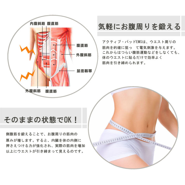 【5人シェア買いでお得】アクティブ パッド EMS 腹筋ベルト　貼る 全身フィットネス