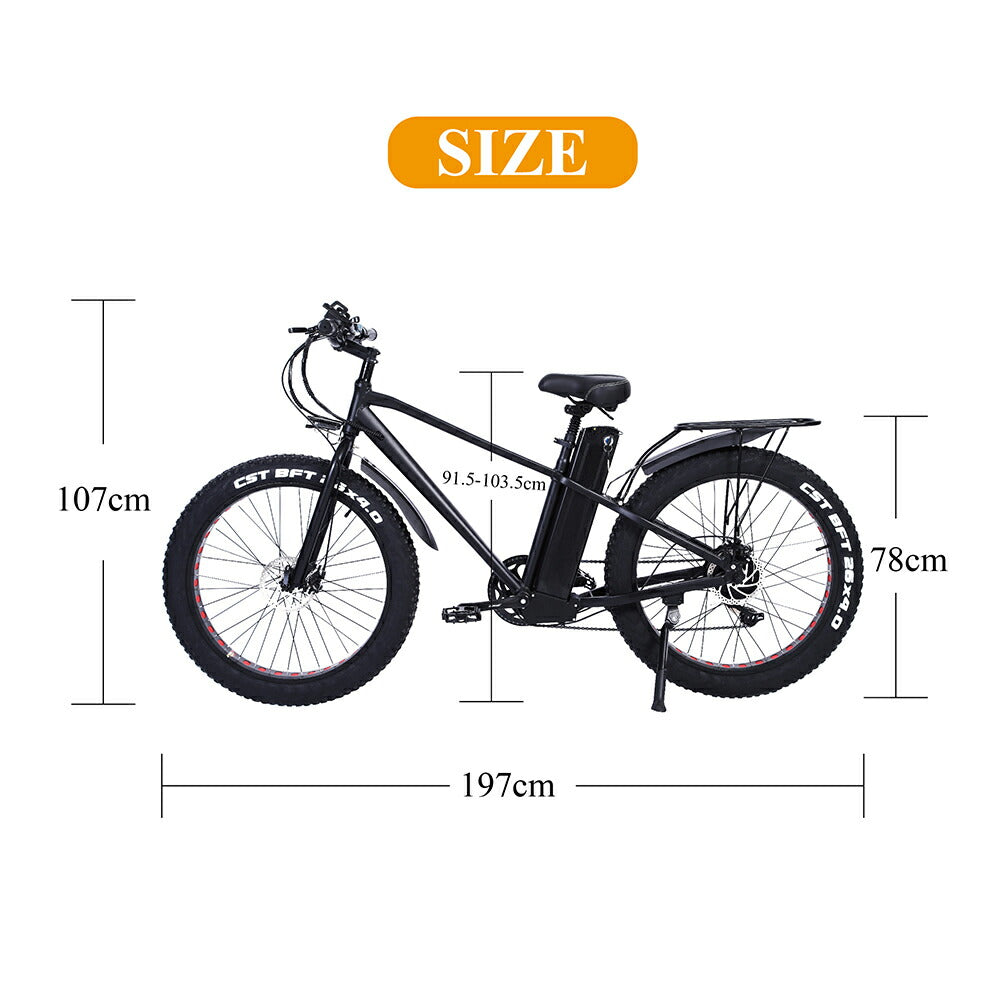ファットバイク fatbike 26インチ電動アシスト自転車ファットバイク★最高級限定★7段ギア変速 48v 750w 24Ah大容量バッテリーディスクブレーキ★電動ハイブリッドサンドバイク サスペンション