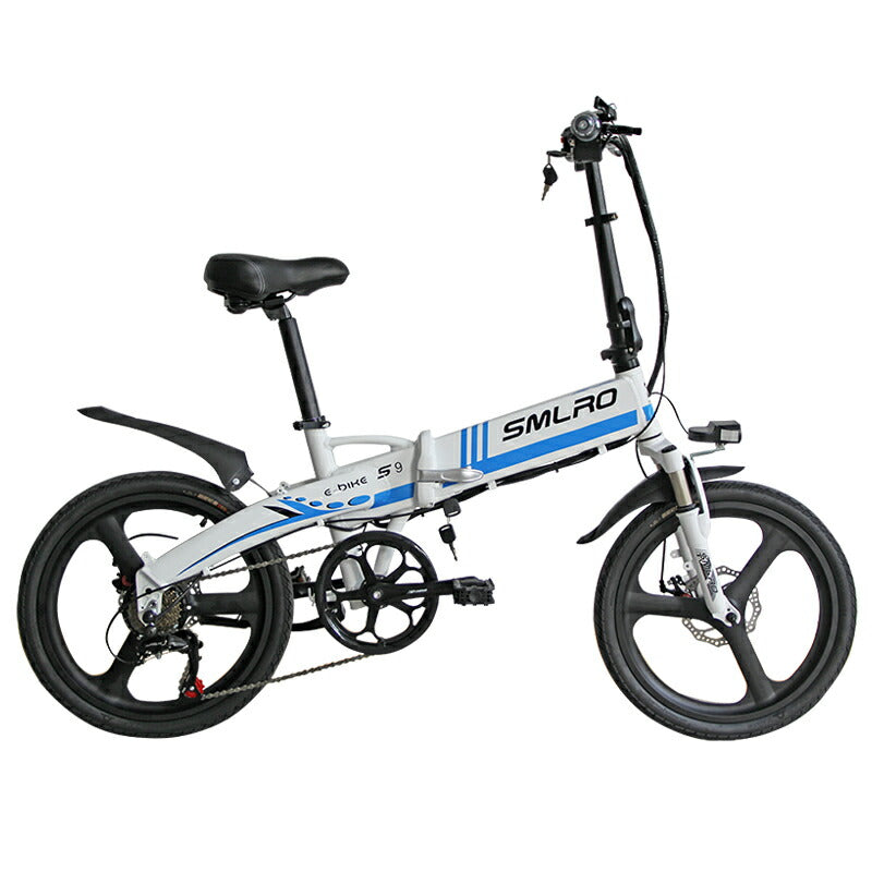 20インチ折りたみ電動アシスト自転車電力5速調整 外装SHIMANO 7段変速ギア 48v 350w 10Ah ディスクブレーキ LEDライト搭載 USB充電可 サドル リアテールライト付き
