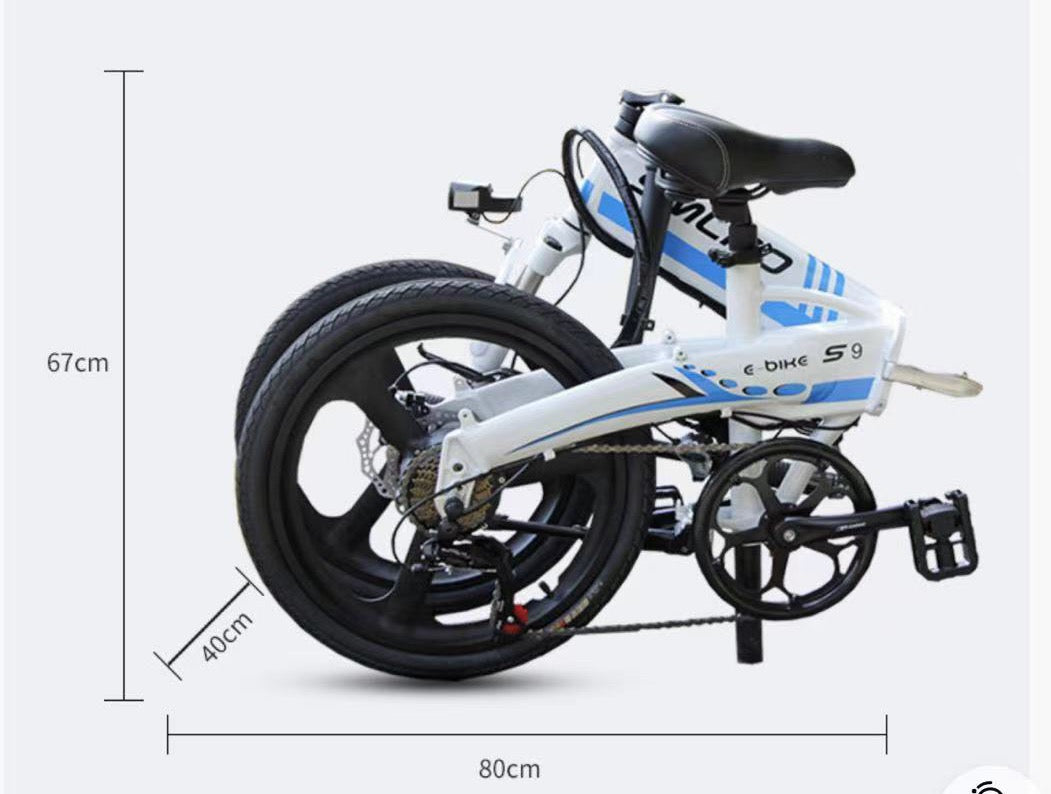 20インチ折りたみ電動アシスト自転車電力5速調整 外装SHIMANO 7段変速ギア 48v 350w 10Ah ディスクブレーキ LEDライト搭載 USB充電可 サドル リアテールライト付き