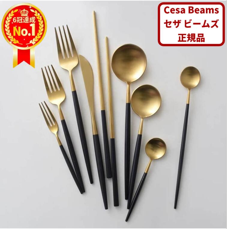 cesa beams カトラリー カトラリーセット オリジナル5点セット 【ブラックシルバー】スプーン フォーク ナイフ コーヒースプーン ケーキフォーク(/e黒銀中5/)