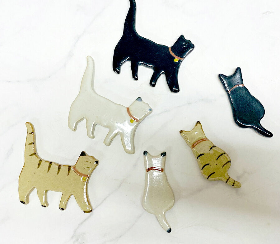 タマ箸置き  幅：約6cm 陶器 はしおき 白猫 シロネコ white-cat 猫好き おもしろ ユニーク かわいい 癒し キャット プチギフト メール便OK  陶器のふる里  trysケ