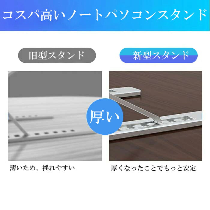 訳アリ特価★パソコン スタンド ノート 角度調節 高さ調節 ノートパソコンスタンド 在宅 ワーク 17.3インチ 折りたたみ 持ち運び 薄型 軽量 滑り止め付き アルミ素材 40kg負荷対応 7段高さ調整 ノートpc  pc ノートPCスタンド テレワーク ipadスタンド 送料無料