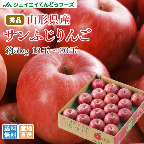 りんご ギフト 送料無料 サンふじ 秀品 約5kg(13〜20玉) ※一部地域は別途送料 お歳暮 ap18
