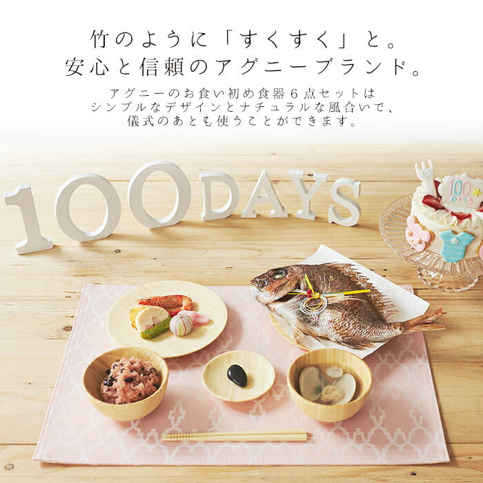 ★非掲載★ agney アグニー お食い初め 食器 6点セット ベビー食器 スタンダードタイプ 【名入れ無し】