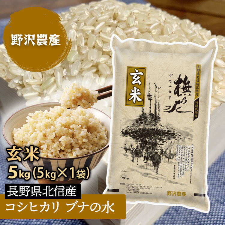 令和3年産 玄米 特別栽培米 コシヒカリ お米 5kg ブナの水 特A産地 長野県産 北信産 米 こしひかり 5キロ 送料無料 ギフト