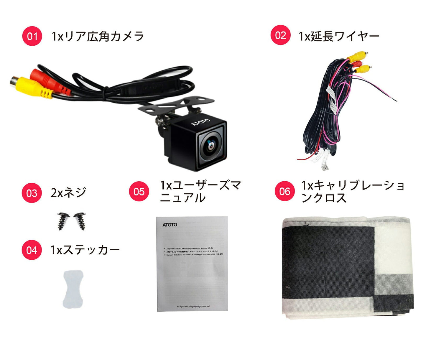【ATOTO正規品★AC-HD03LR 720Pリアビューバックアップカメラ 広角180°】VSVパーキング（ATOTO S8 Gen2モデルを）ナイトビジョンおよび防水 ATO-AC-HD03LR 車載カーナビ 車載用バックカメラカーナビバックカメラ カー製品 カープレイ カー用品 ナビゲーション ナビ カーナビ
