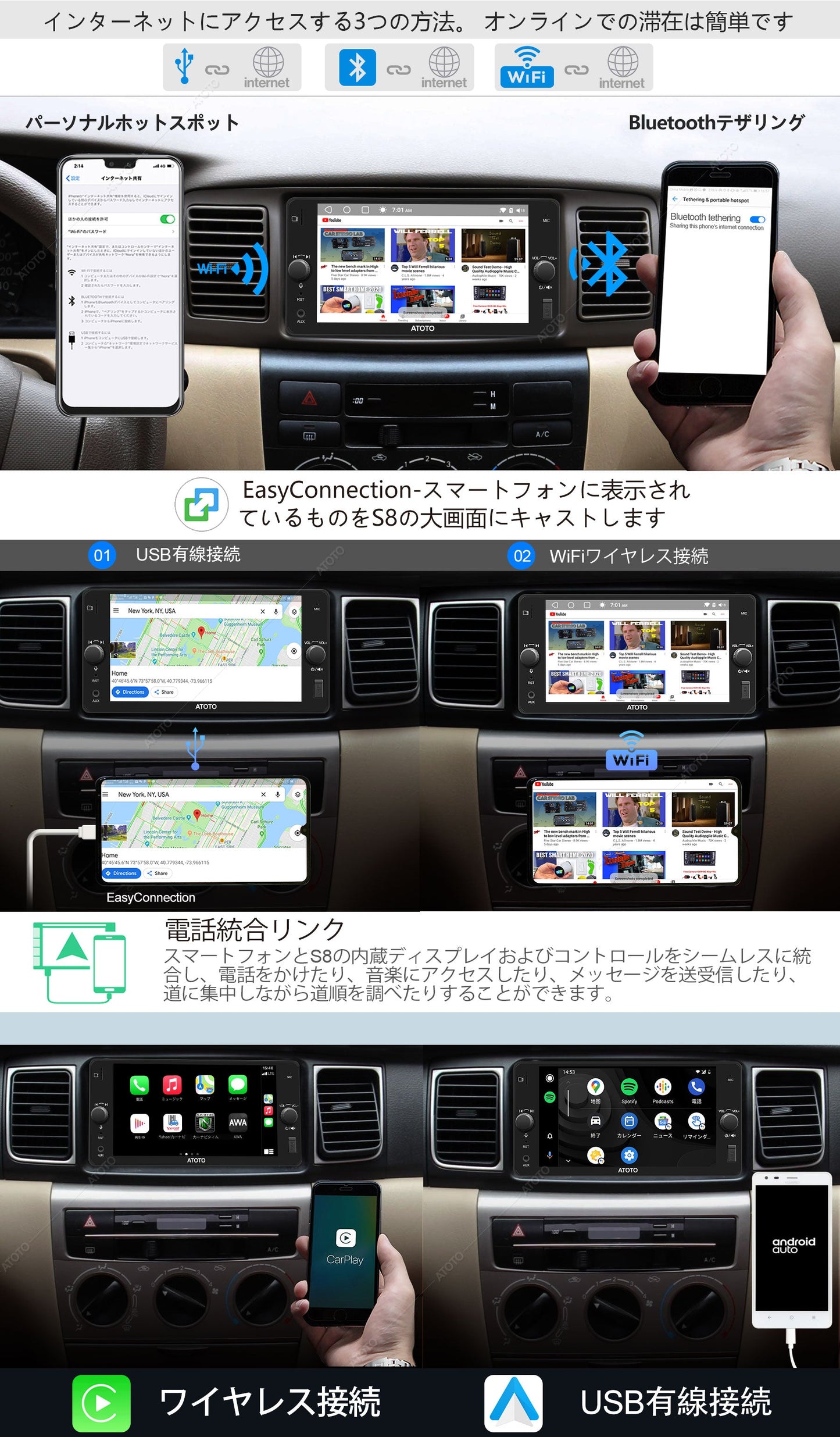 【ATOTO正規 最新型S8TYC74PM Premium Edition 7inchカーナビ】atotoカーナビ 車載カーナビ タッチスクリーン ダブルディン カープレイ カー用品 ナビゲーション カーナビオーディオ ナビ car navi 2din ナビゲーション ポータブルテレビ 音楽ストリーミング VSV SDサポート