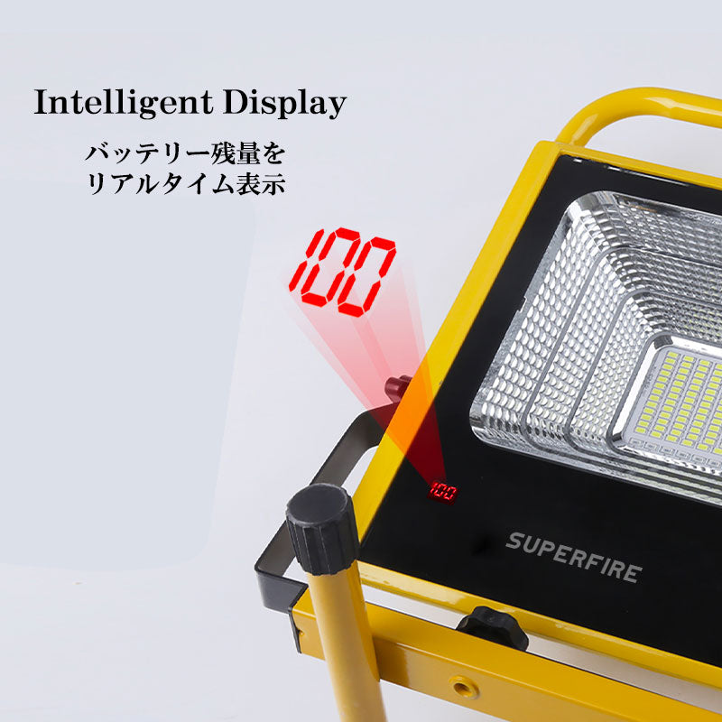 LED投光器(Lサイズ) 100w 高輝度1330lm 防水 防塵 最強 充電式 釣り キャンプ アウトドア 作業灯 防災グッズ 屋外用 停電対策 ワークライト 倉庫 夜間照明 現場工事 緊急照明 車中泊 BBQ 避難用品 台風(番号:190)