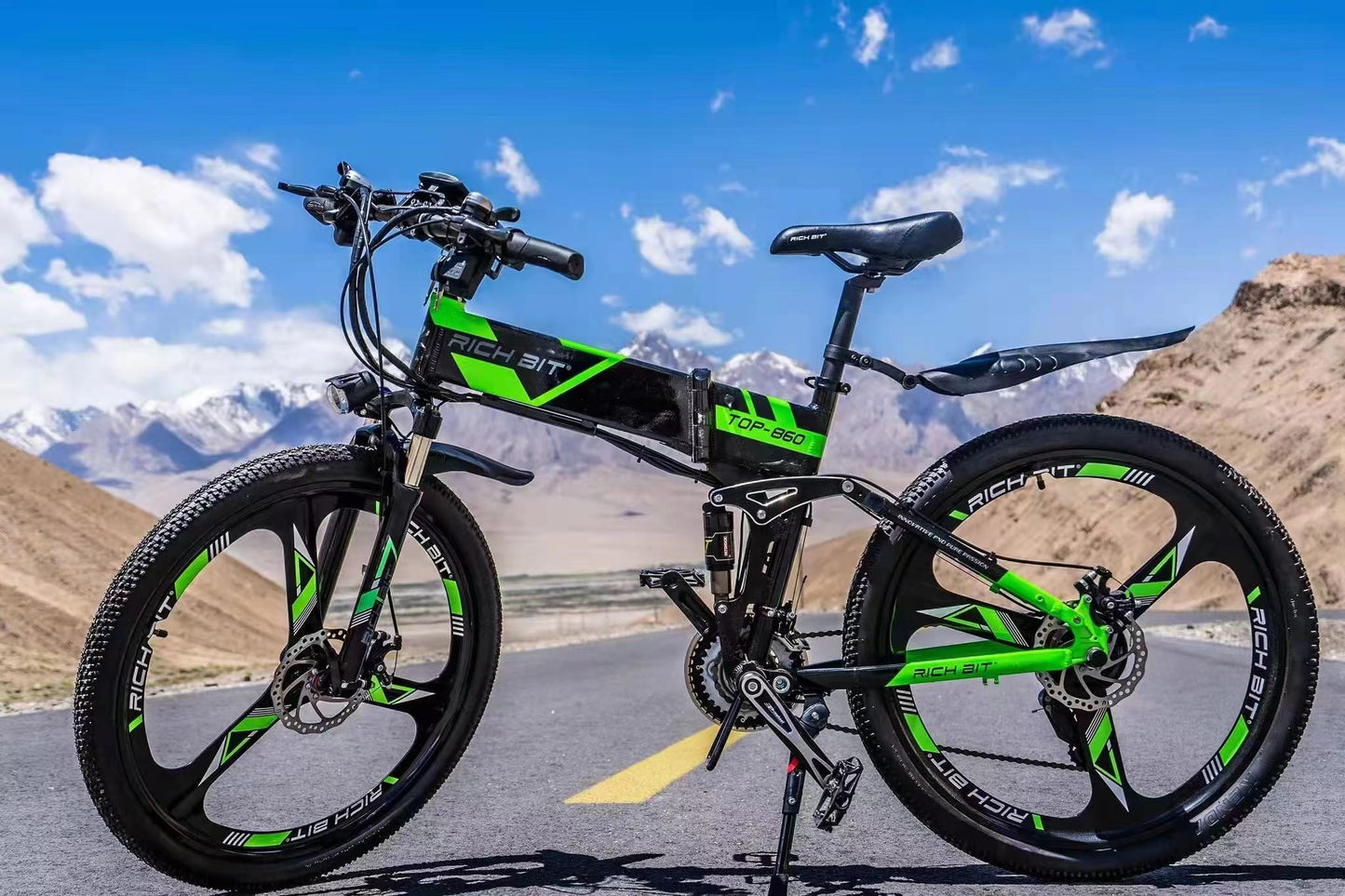 RICH BIT TP860 26インチ 21段変速ギア 大容量9.8AHバッテリー バッテリーレスデザイン 電動アシスト自転車 電動アシストフォールディングバイク ディスクブレーキ 通勤、通学、お買い物に乗りやすい