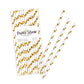 ペーパーストロー 紙ストロー [ゴールドメタリック ドット] 25本入 / Paper Straws Gold Metallic Polka Dot 25pcs