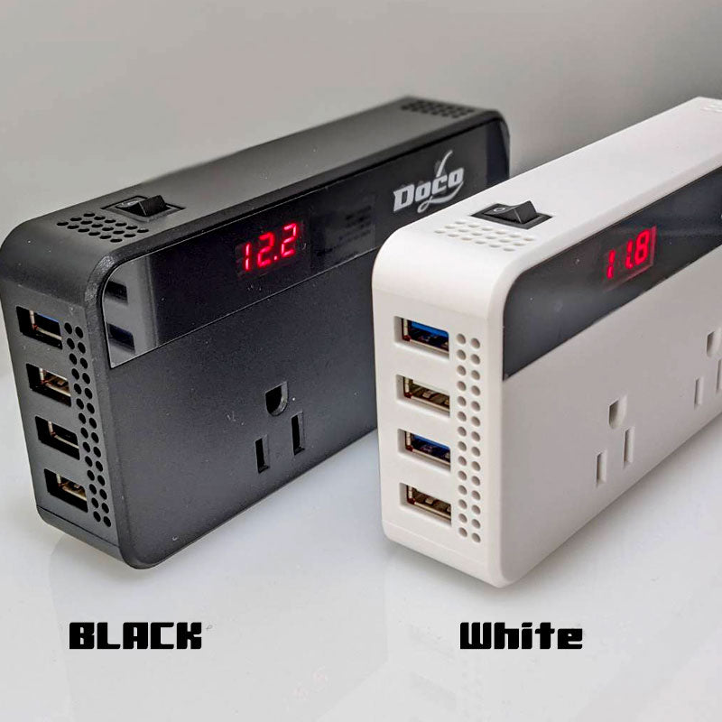 「ブラック」カーインバーター 200W DC 12V AC 100V  シガーソケット インバーター USB5V QC3.0×2 2.4A×2 最大9.6A 車載 コンセント カーインバータ 電源 変換 車載充電器 USB 4ポート 急速充電 急速充電器 充電器 カーチャージャー(番号:1000090B)